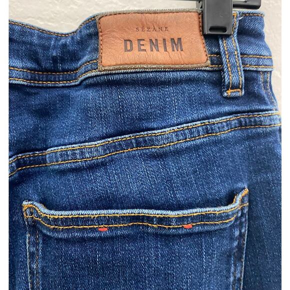 Women's Sezane Denim High Rise Mom Jeans Cotton Stretch Medium Wash French 32 - Picture 7 of 10